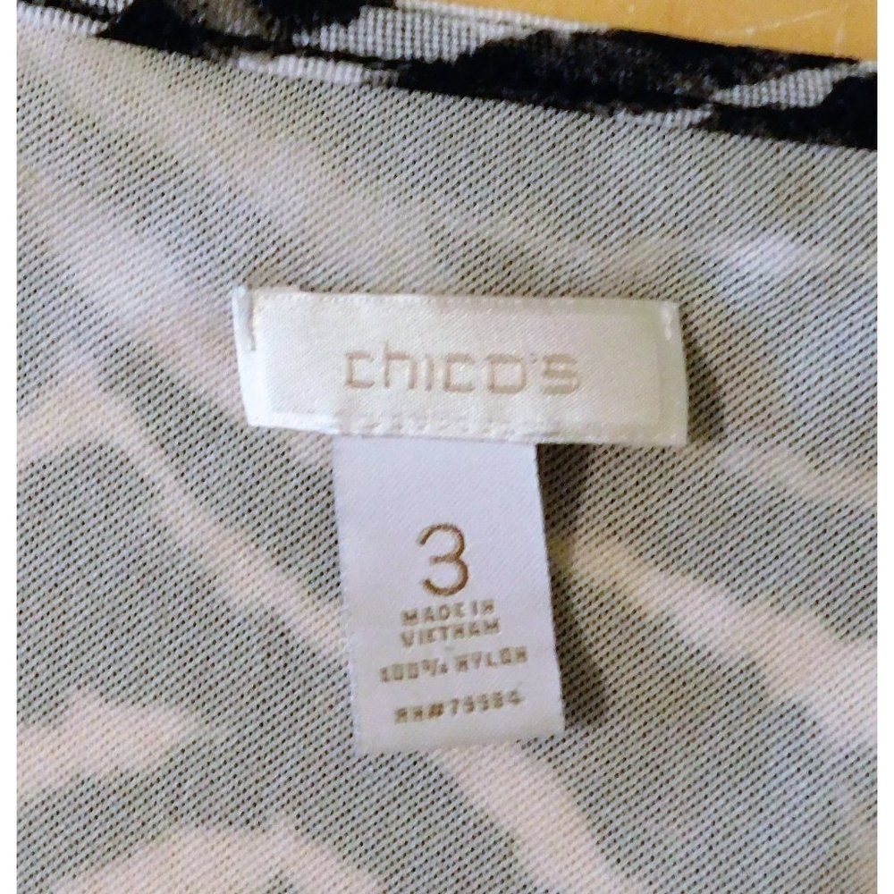 Chicos 3 Tiered Shell Tank Top XL 16 Black White Animal Zebra Print Sleeveless - Picture 6 of 6